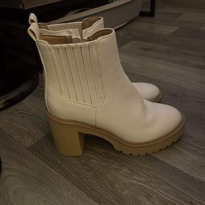 White heeled boots